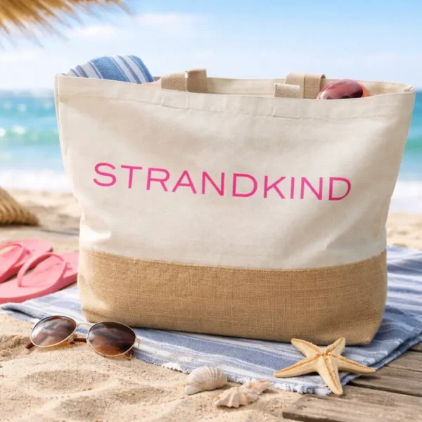 Jutetasche mit Spruch als Standtasche