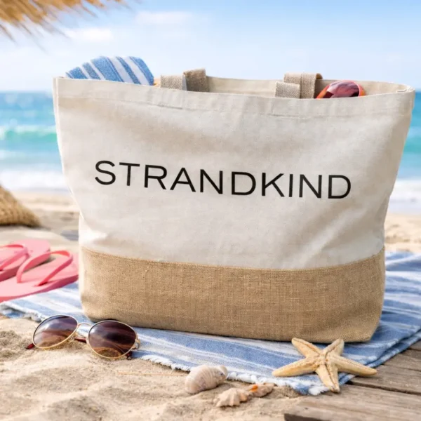 Jutetasche mit Spruch - Strandkind